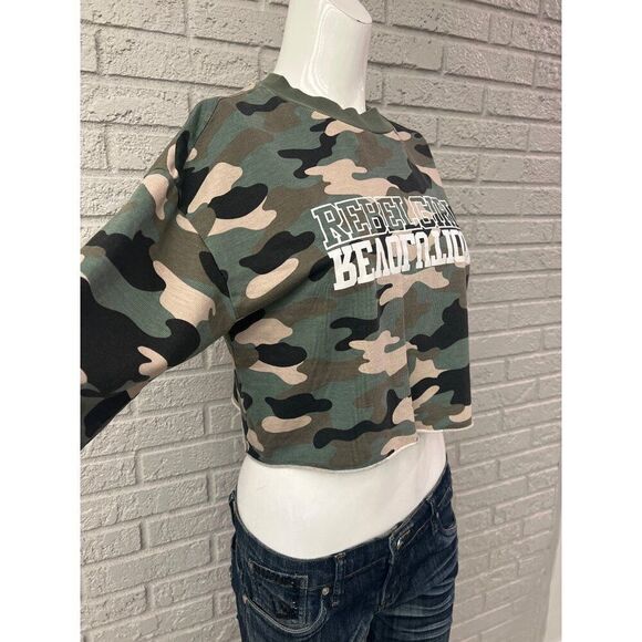 Divided H&M Women Camo Oversized Cropped High Neck Top Size XS - Picture 3 of 9